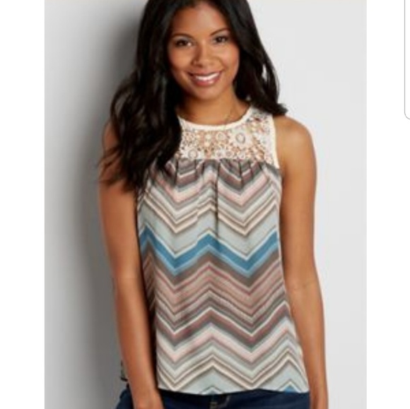 Maurices Tops - 💕Maurices Chevron Swing Tank with Crochet Neck